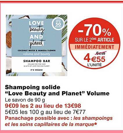 shampoing solide "love beauty and planet" volume