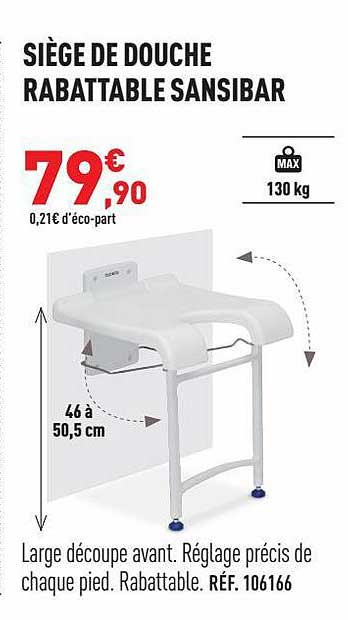 siège de douche rabattable sansibar