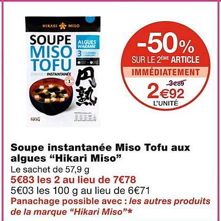 soupe instantanée miso tofu aux algues "hikari miso"