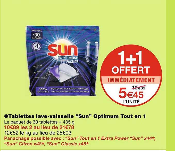 tablettes lave-vaisselle "sun" optumum tout en 1