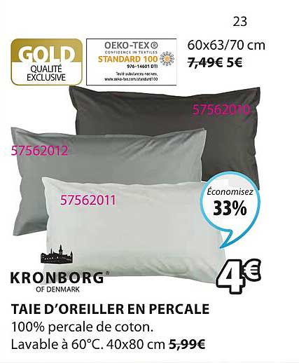 taie d'oreiller en percale kronborg