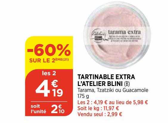 tartinable extra l'atelier blini
