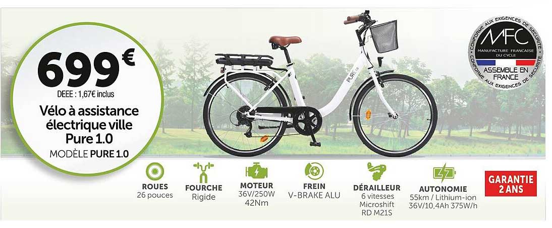 vélo à assistance électrique ville pure 1.0