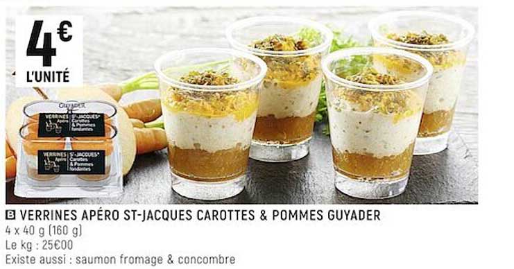 verrines apéro st-jacques carottes & pommes guyarder