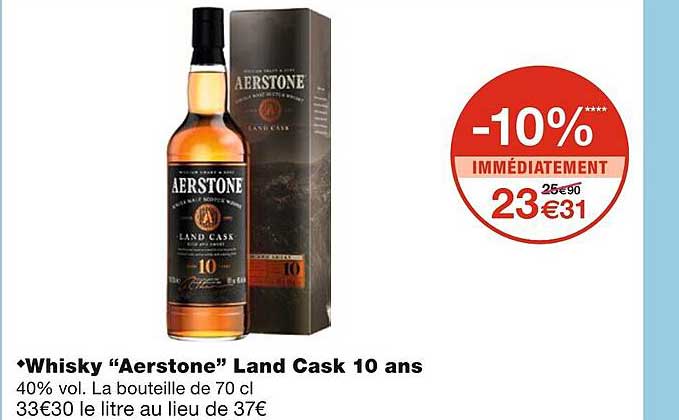 whisky "aerstone" land cask 10 ans