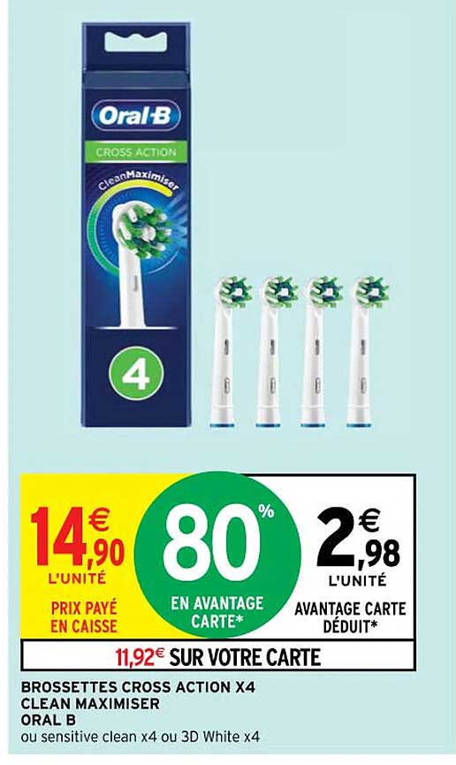 brossettes cross action x 4 clean maximiser oral b