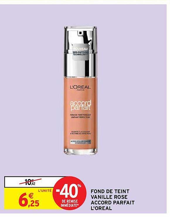 fond de teint vanille rose accord parfait l'oréal