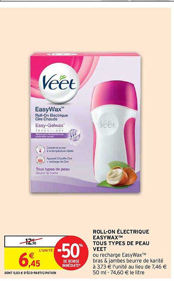 roll-on électrique easymax tous type de peau veet