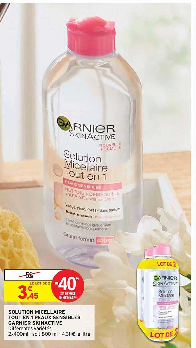 solution micellaire tout en 1 peaux sensibles garnier skinactive