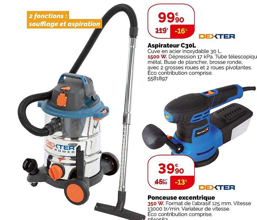 Aspirateur C30l Dexter, Ponceuse Excentrique Dexter