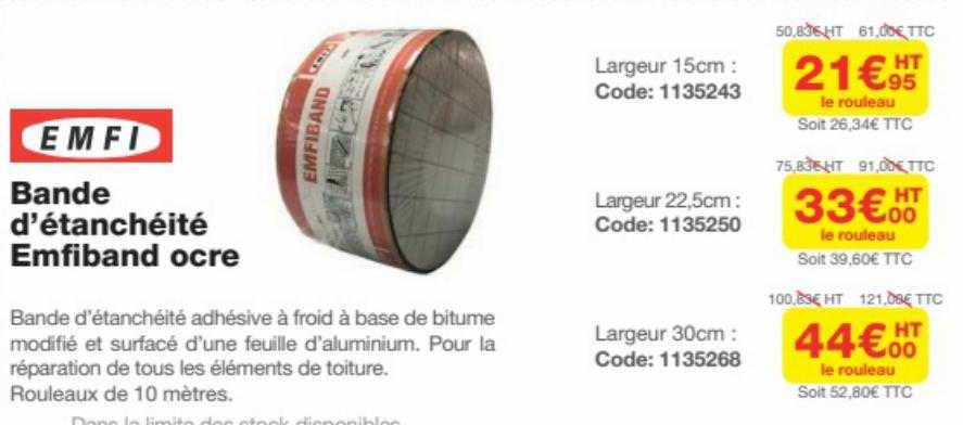 bande d'étanchéité emfiband ocre emfi
