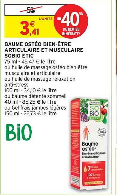 baume ostéo bien-être articulaire et musculaire so'bio étic