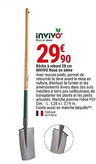 bêche à rebord 28 cm invivo nous on sème