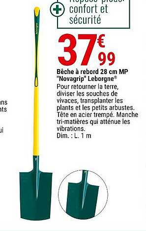 bêche à rebord 28 cm mp "novagrip" leborgne
