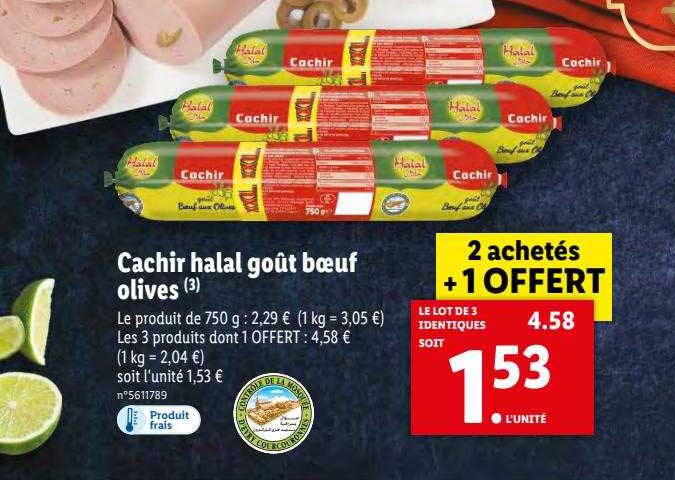 cachir halal goût bœuf olives