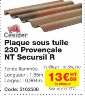 cesider plaque sous tuile 230 provençale nt secursil r