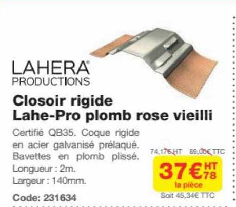 closoir rigide lahe-pro plomb rose vieilli