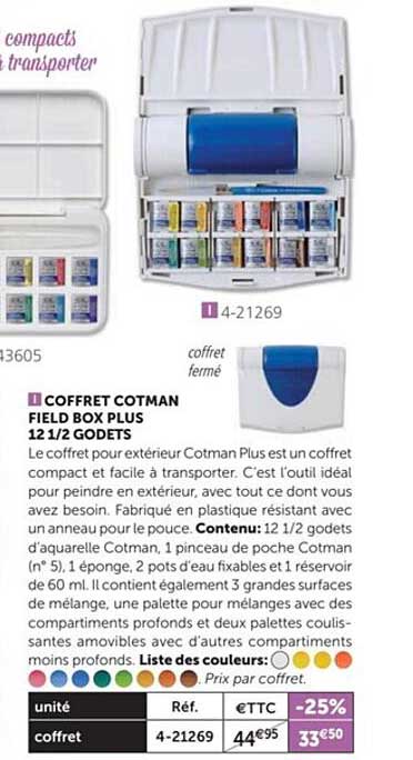 coffret cotman field box plus 12 1 2 godets