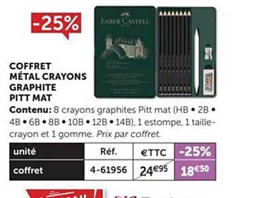 coffret métal crayons graphite pitt mat