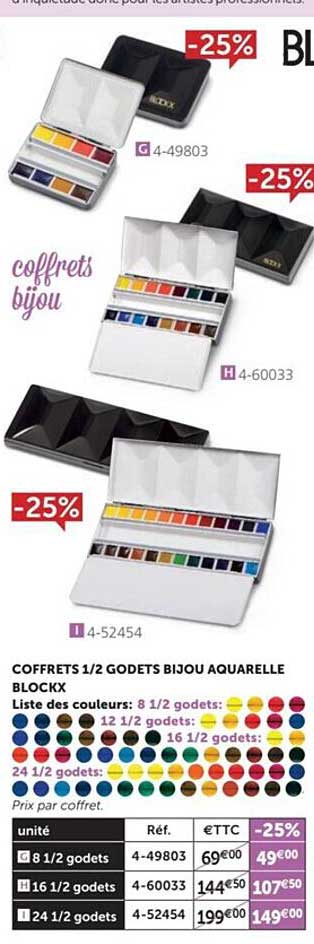 coffrets 1 2 godets bijou aquarelle blockx