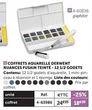 coffrets aquarelle derwent nuances fusain teinté 12 1 2 godets