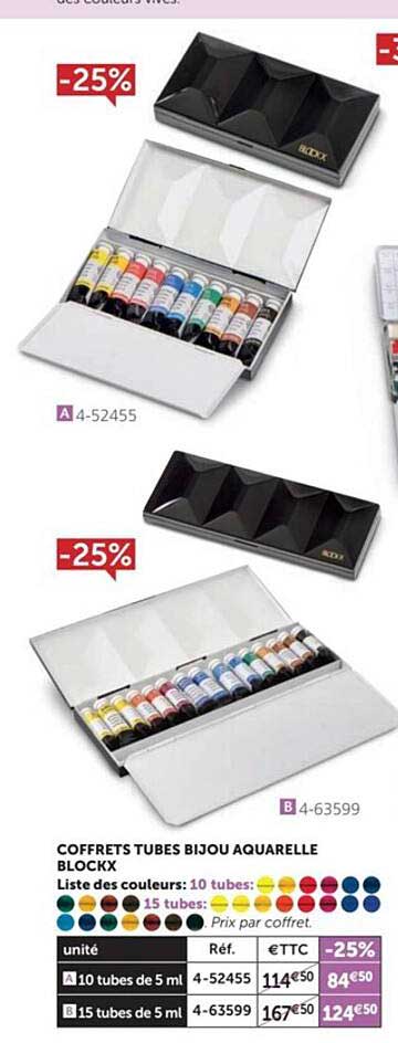 coffrets tubes bijou aquarelle blockx