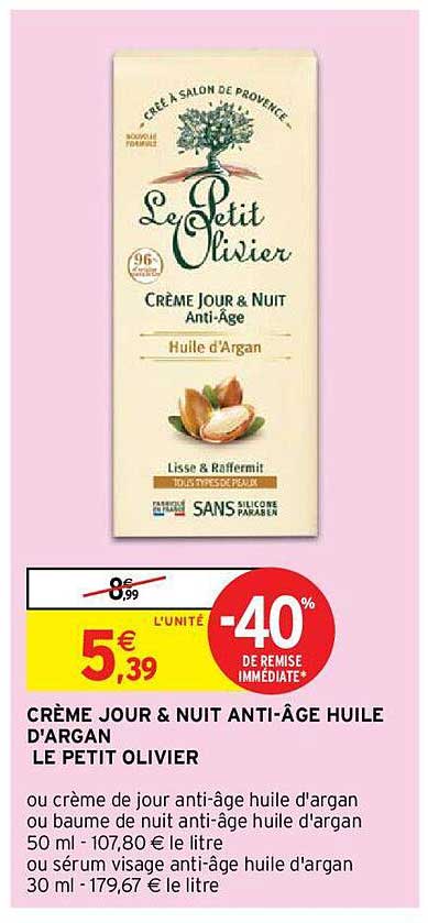 crème jour & nuit anti-âge huile d'argan le petit olivier