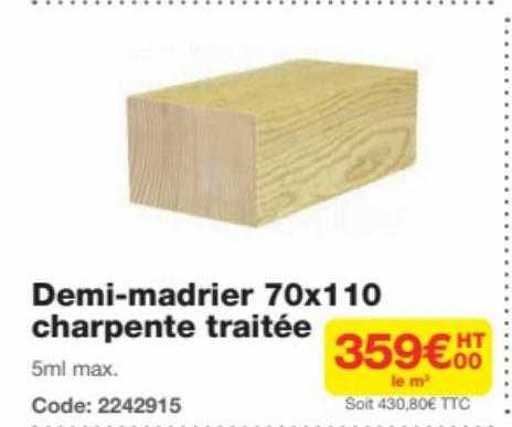 demi-madrier 70x110 charpente traitée