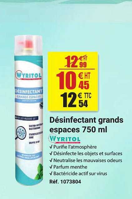 désinfectant grands espaces 750ml wyritol