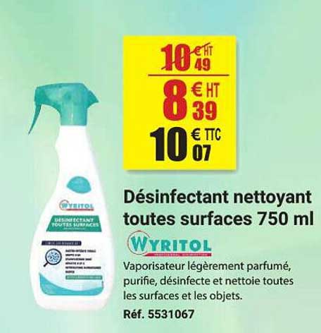 désinfectant nettoyant toutes surfaces 750ml wyritol