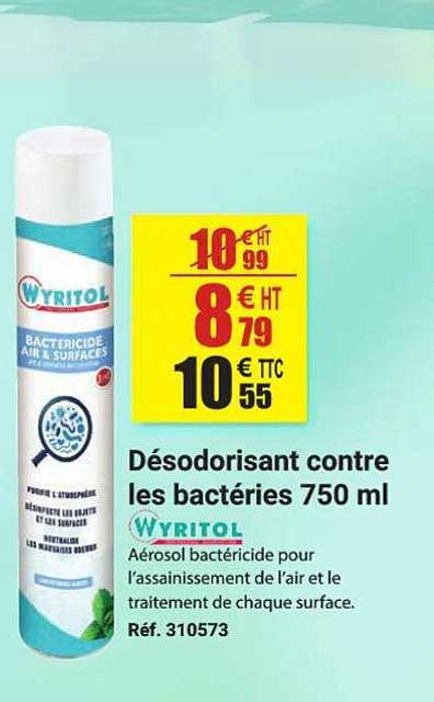 désodorisant contre les bactéries 750ml wyritol
