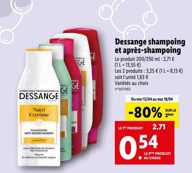 dessange shampoing et après-shampoing -80% sur le 2ème