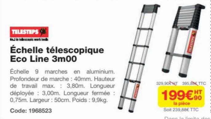 échelle télescopique eco line 3m00 telesteps