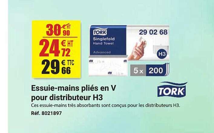 essuie-mains pliés en v pour distributeur h3 tork