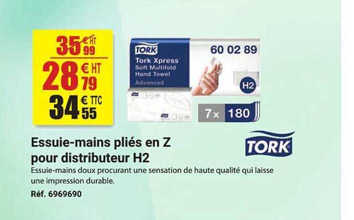 essuie-mains pliés en z pour distributeur h2 tork