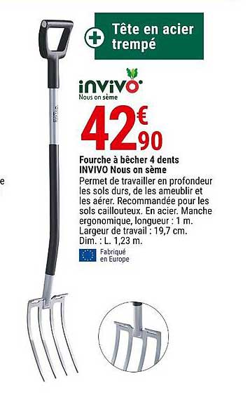 fourche à bêcher 4 dents invivo nous on sème