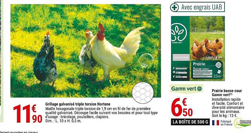 grillage galvanisé triple torsion nortene, prairie basse-cour gamm vert