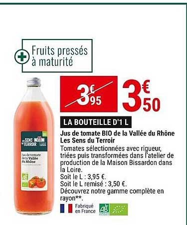 jus de tomate bio de la vallée du rhône les sens du terroir