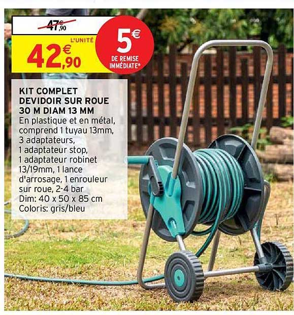 Kit Complet Dévidoir Sur Roue 30 M Diam 13mm