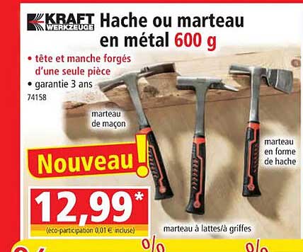 kraft werkzeuge hache ou marteau en métal