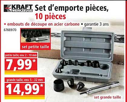 kraft werkzeuge set d'emporte pièces 10 pièces