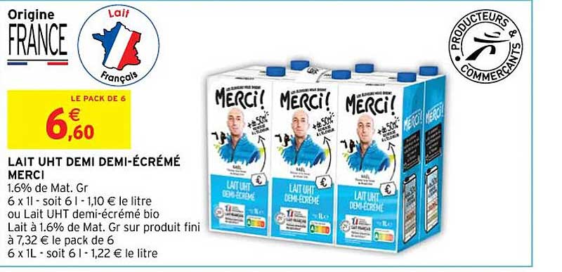 lait uht demi demi-écrémé merci