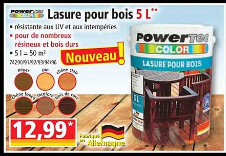 Lasure Pour Bois 5l Powertec Color