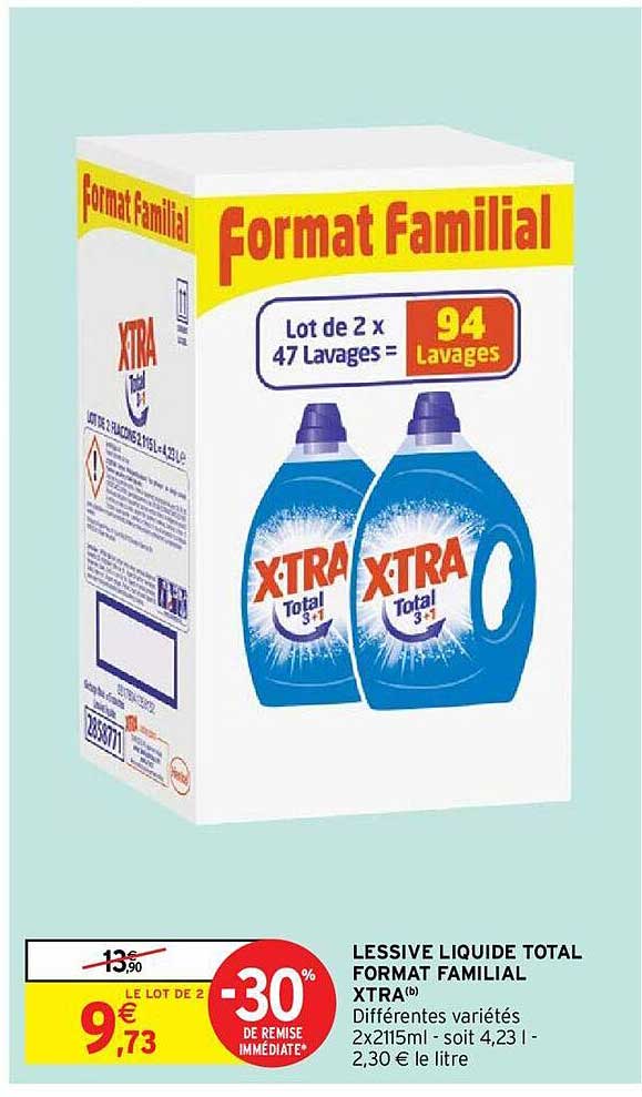 lessive liquide total format familial xtra -30% de remise immédiate
