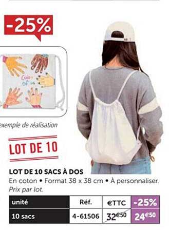 Lot De 10 Sacs à Dos