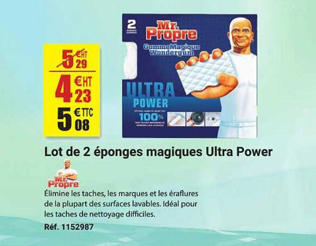lot de 2 éponges magiques ultra power mr propre