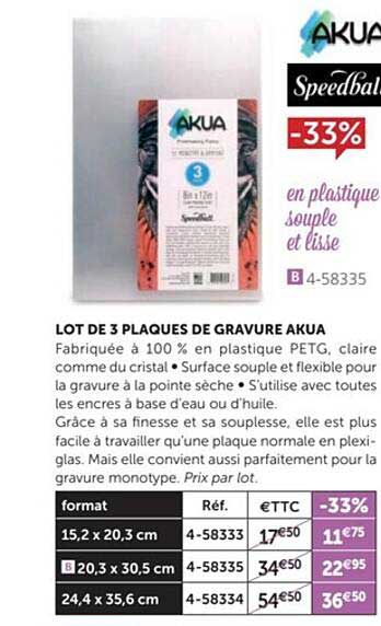 lot de 3 plaques de gravure akua