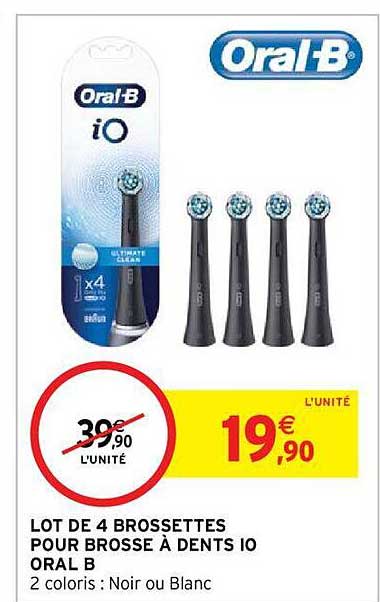 lot de 4 brossettes pour brosse à dents io oral b