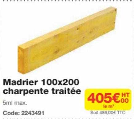 madrier 100x200 charpente traitée