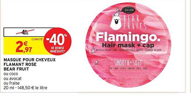 masque pour cheveux flamant rose bear fruit